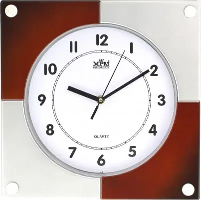 Hodiny Nástenné hodiny MPM, 2805.7050 - strieborná/hnedá, 32cm