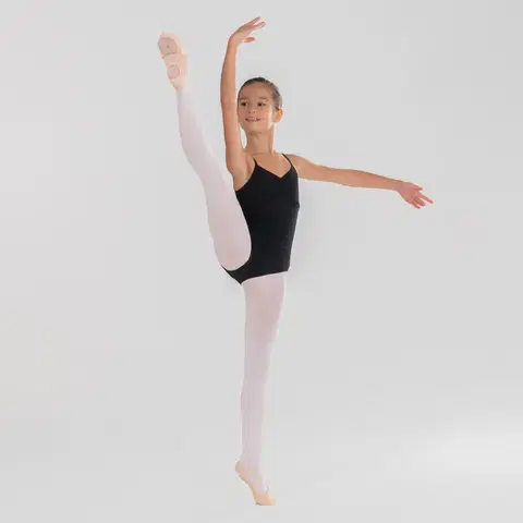 balet Dievčenský baletný trikot na ramienka čierny