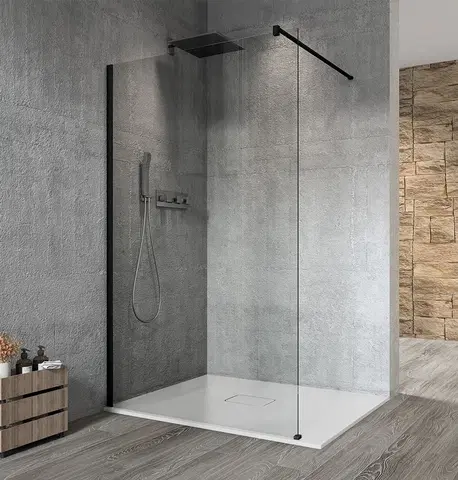 Sprchové dvere GELCO - VARIO BLACK jednodielna sprchová zástena na inštaláciu k stene, číre sklo, 1300  GX1213GX1014