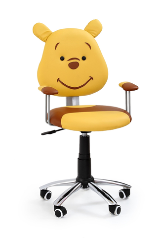 Kancelárske stoličky HALMAR Kubuś detská stolička na kolieskach s podrúčkami žltá / hnedá