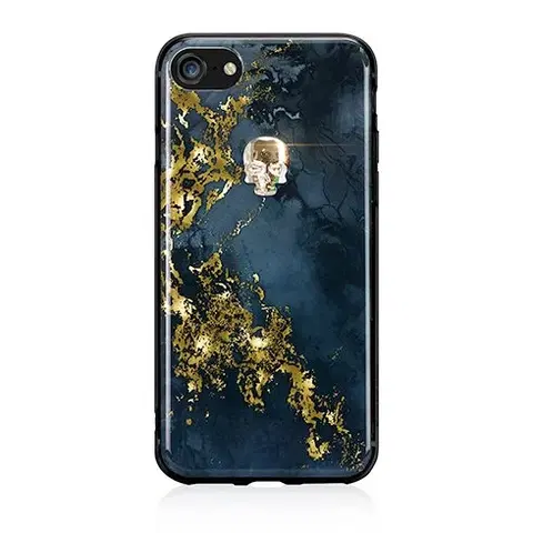 Puzdrá na mobilné telefóny Swarovski kryt Treasure pre iPhone 8 - Onyx/Gold Skull IP8-TR-BK-GLD