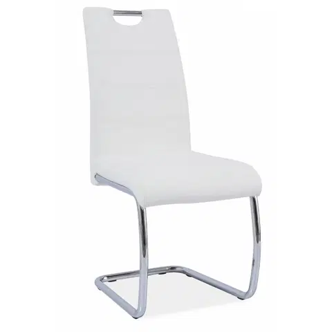 Jedálenské stoličky KONDELA Abira jedálenská stolička biela / chrómová