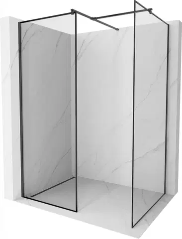 Sprchové dvere MEXEN/S - Kyoto Sprchová zástena WALK-IN 130 x 110 cm, čierny vzor, čierna 800-130-202-70-70-110