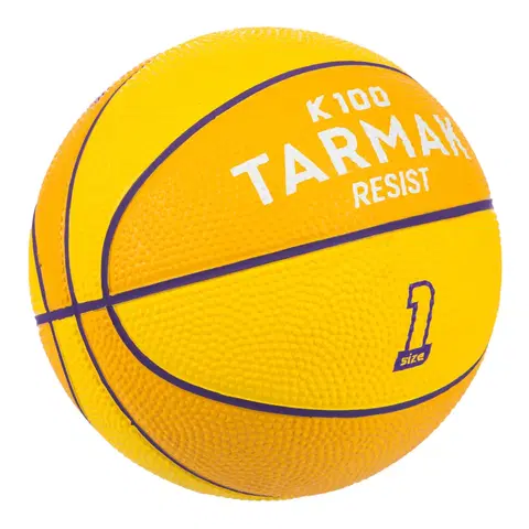 basketbal Detská mini basketbalová lopta veľkosti 1 - K100 žltá gumená