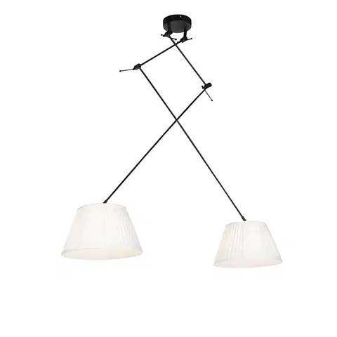 Zavesne lampy Závesná lampa s nariasenými odtieňmi krémová 35 cm - Blitz II čierna