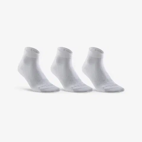 bedminton Športové polovysoké ponožky RS160 biele 3 páry