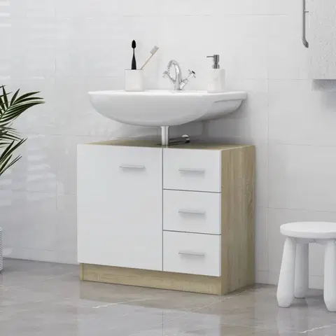 Kúpeľňové skrinky Skrinka pod umývadlo DTD Dekorhome Dub sonoma / biela