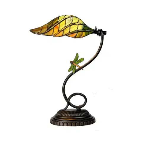Stolové lampy Clayre&Eef Leaf – chutná stolná lampa v štýle Tiffany