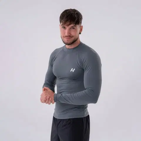 Funkčné oblečenie NEBBIA Pánske Tričko Long-Sleeve Active Grey  MM