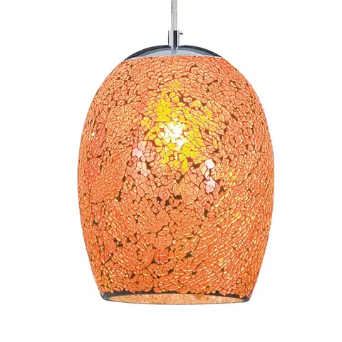 Závesné svietidlá Searchlight Závesná lampa Crackle v chrómovo-oranžovej