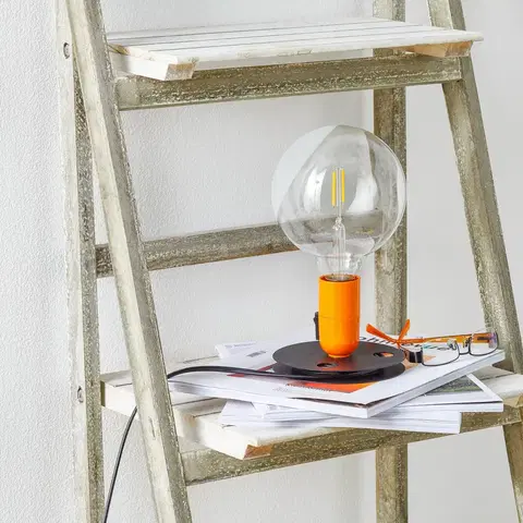 Stolové lampy FLOS FLOS Lampadina stolná LED oranžová, stojan čierny