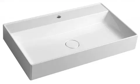 Kúpeľňa SAPHO - TWIG umývadlo vrátane krytu výpuste 80x47cm, liaty mramor, biela TW080