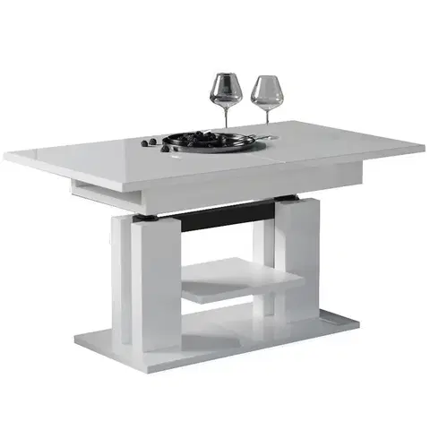 Jedálenské stoly Rozkladací stôl Iso 110/170x65cm Biely lesk
