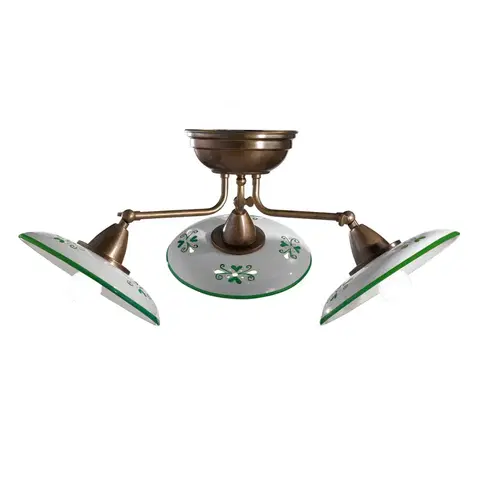 Stropné svietidlá Cremasco Bassano troj-plameňové stropné svietidlo zelené
