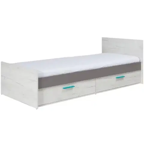 Jednolôžkové postele Posteľ Rest R05 dub biely 90/204