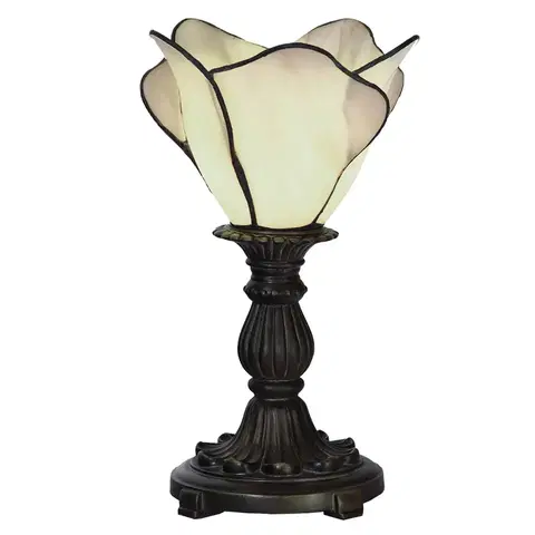 Stolové lampy Clayre&Eef Stolová lampa 5LL-6099N, v krémovej, Tiffany štýl