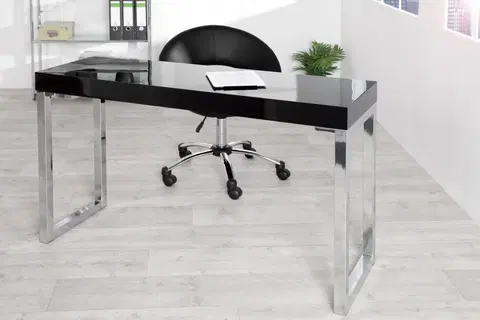 Pracovné stoly Písací stôl ASTERIOS Dekorhome Strieborná / čierna