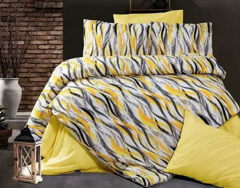 Posteľná bielizeň Súprava 1+1 posteľnej bavlnenej obliečky, Vlny žlté