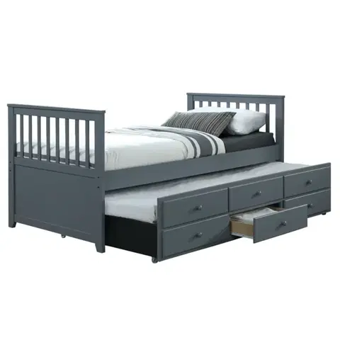 Postele KONDELA Austin New 90 rozkladacia posteľ s prísteľkou sivá