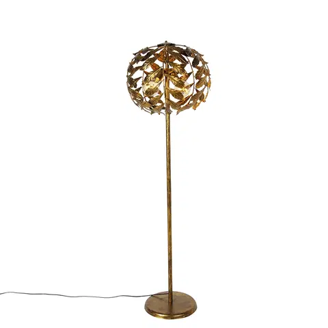Stojace lampy Vintage stojaca lampa starožitná zlatá 45 cm 2-svetlá - Lipa