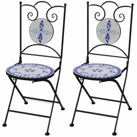 Záhradné kreslá a stoličky Záhradná skladacia stolička 2 ks Modrá