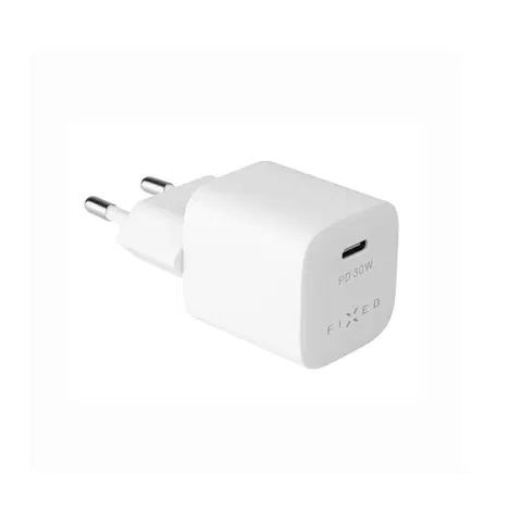 Nabíjačky pre mobilné telefóny FIXED Mini Travel Charge with USB-C output and PD support, 30W, white FIXC30M-C-WH