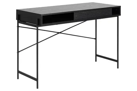 Písacie stoly Dkton Dizajnový písací stôl Naarah 110 cm čierny