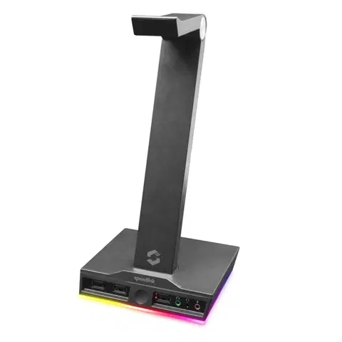 Slúchadlá Stojan na slúchadlá Speedlink Excello Illuminated, 3-Port USB 2.0 Hub, zvuková karta, čierny
