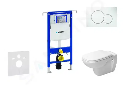Záchody GEBERIT - Duofix Modul na závesné WC s tlačidlom Sigma01, alpská biela + Duravit D-Code - WC a doska, Rimless, SoftClose 111.355.00.5 NH1