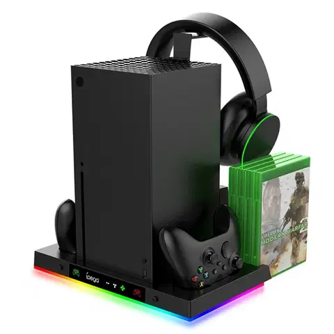 Gadgets iPega XBX023S Multifunkčný nabíjací RGB stojan s chladením pre Xbox Series X, black PG-XBX023S