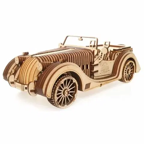 Drevené hračky Ugears 3D drevené mechanické puzzle VM-01 Auto (roadster)