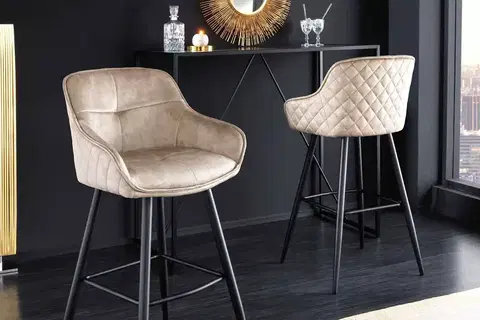 Barové stoličky LuxD Dizajnová barová stolička Natasha šampanský zamat