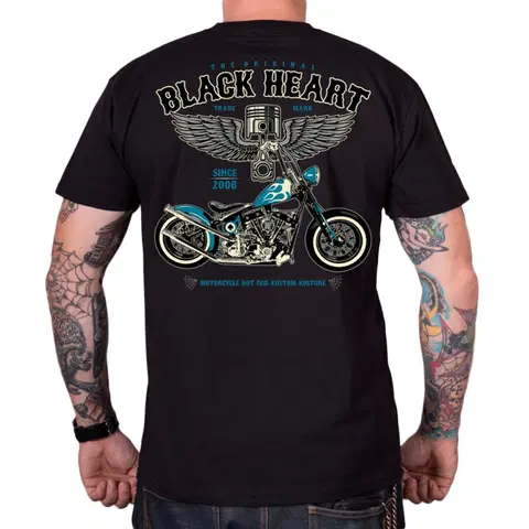 Pánske tričká Tričko BLACK HEART Blue Chopper čierna - 3XL