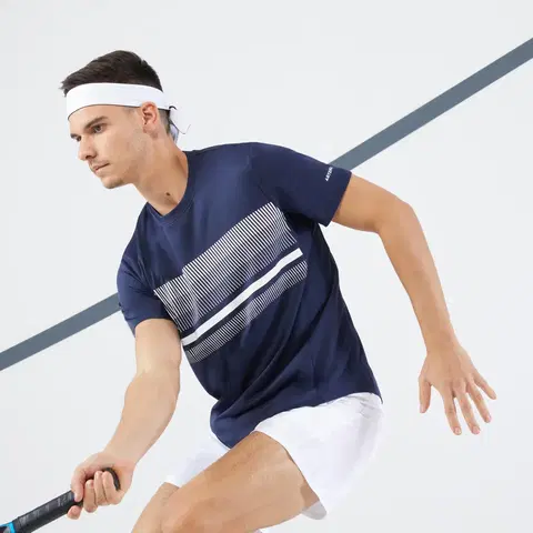 bedminton Pánske tenisové tričko Essential s krátkym rukávom tmavomodré