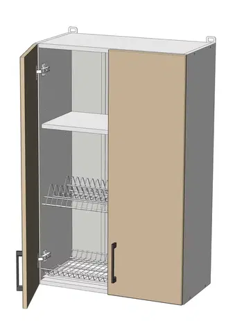 Kuchynské skrinky horná vysoká skrinka s odkvapkávačom š.80, v.92, Modena WD8092, grafit / jaseň