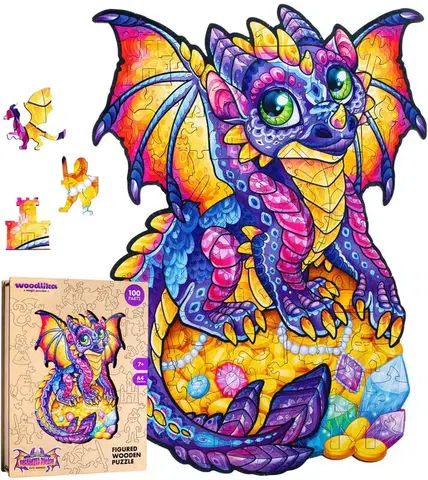 Hračky puzzle PUZZLER - Drevené farebné puzzle - Začarovaný drak