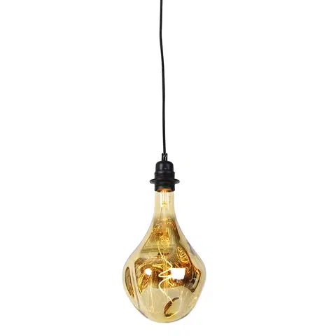 Zavesne lampy Závesná lampa čierna stmievateľná vrátane LED zrkadla zlatá stmievateľná - Cava Luxe