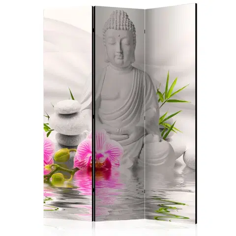Paravány Paraván Buddha and Orchids Dekorhome 135x172 cm (3-dielny)