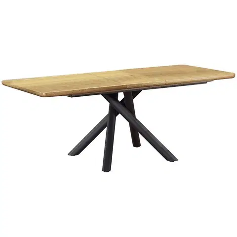Stoly v podkrovnom štýle Rozkladací stôl Derrick 160/200x90cm Mdf/Oceľ – Dub Naturalny/Čierna