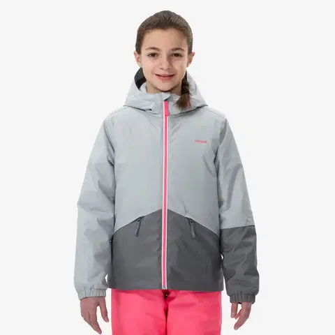 bundy a vesty Detská lyžiarska bunda 100 nepremokavá sivá