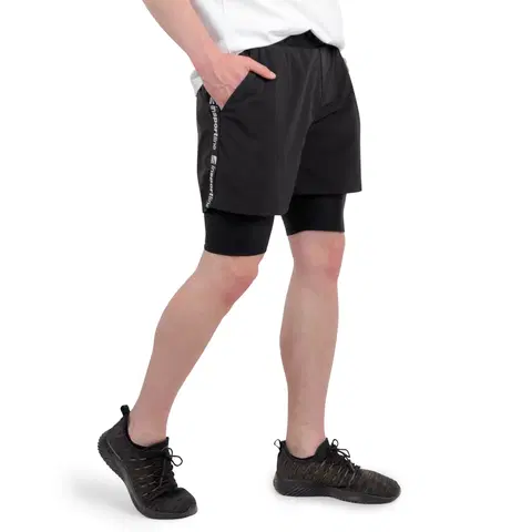 Pánske kraťasy a šortky Pánske kraťasy 2v1 inSPORTline Closefit Short čierna - XL