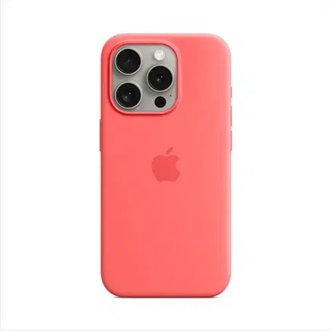 Puzdrá na mobilné telefóny Silikónový zadný kryt pre Apple iPhone 15 Pro Max s MagSafe, svetlo melónová MT1V3ZMA