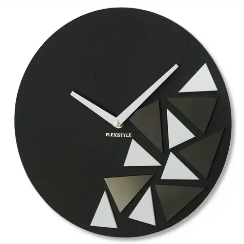 Hodiny Nástenné akrylové hodiny Triangles Flex z205-1, 30 cm, čierne matné