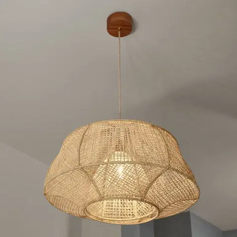 Závesné svietidlá MARKET SET MARKET SET Závesná lampa Odyssée, palmové vlákno, Ø 78 cm