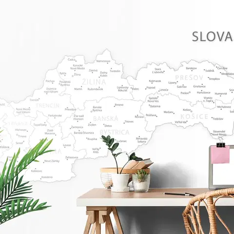 Samolepiace tapety Samolepiaca tapeta mapa Slovenska v čiernobielom