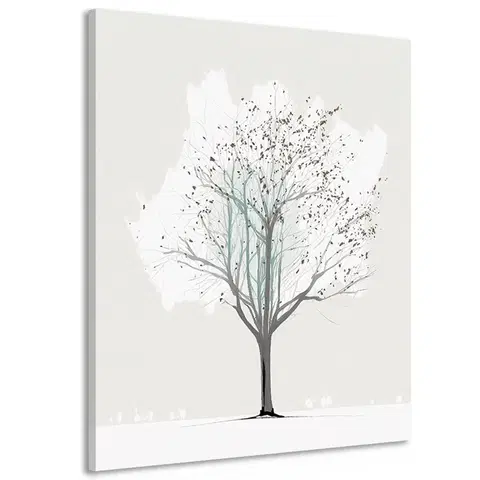 Obrazy stromy a listy Obraz minimalistický strom v zime