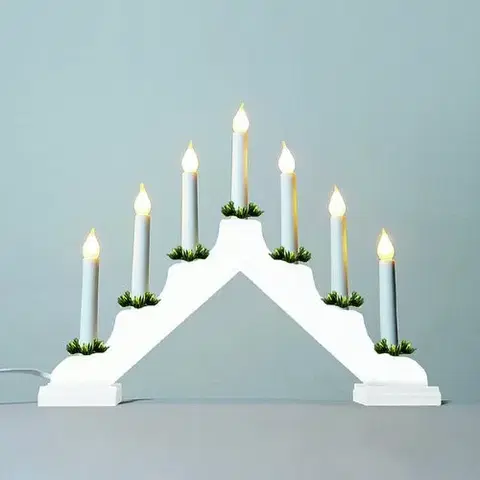 Vianočné dekorácie Adventný svietnik s ťahanou žiarovkou LED Filament, biela