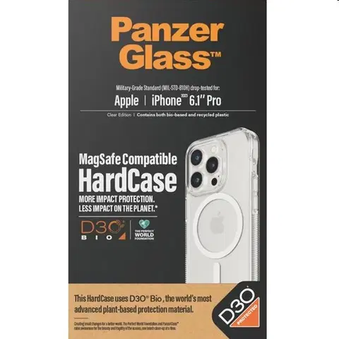 Puzdrá na mobilné telefóny Zadný kryt PanzerGlass HardCase D3O s MagSafe pre Apple iPhone 15 Pro, transparentná 1181