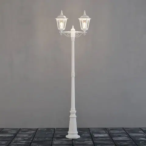 Verejné osvetlenie Konstsmide Stĺpové svietidlo Firenze, 2-plameňové biele