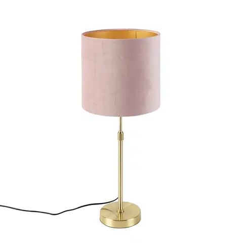 Stolove lampy Stolová lampa zlatá / mosadz s ružovým zamatovým odtieňom 25 cm - Parte